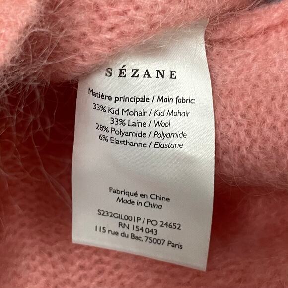 Sezane Cardigan Sweater Womens Small Pink Angie Mohair Wool Knit Crochet Preppy - Picture 10 of 11